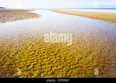 Niedrigwasser am Sand Ärmelkanal-Küste in der Normandie, Frankreich Stockfoto