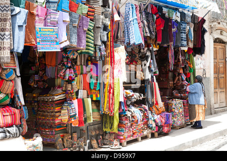 Souvenir-Stall, La Paz, Bolivien Stockfoto