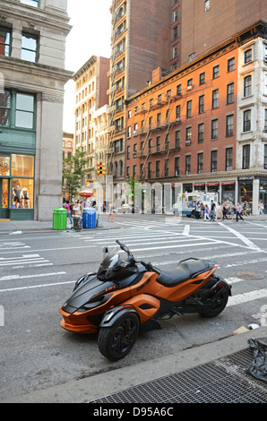 Can-Am Spyder RS-S Motorrad in Soho, Manhattan, New York City Stockfoto