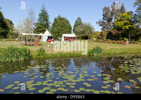 Burggraben mit Lilien Hever Castle Kent UK Stockfoto