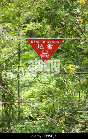 Ein Minenfeld Warnzeichen. Kinmen County, Taiwan Stockfoto