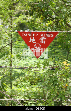 Ein Minenfeld Warnzeichen. Kinmen County, Taiwan Stockfoto