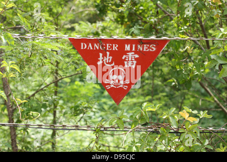 Ein Minenfeld Warnzeichen. Kinmen County, Taiwan Stockfoto