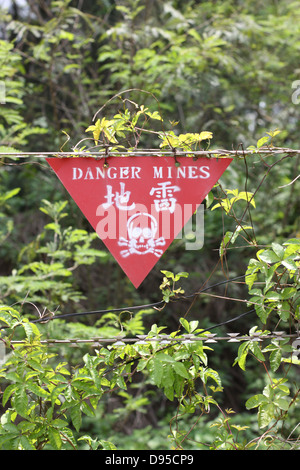 Ein Minenfeld Warnzeichen. Kinmen County, Taiwan Stockfoto
