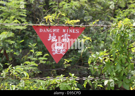 Ein Minenfeld Warnzeichen. Kinmen County, Taiwan Stockfoto