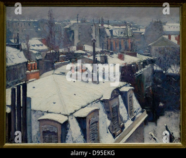 Gustave Caillebotte Vue de derpraktischen, Effets de Neige Dit derpraktischen Sous la Neige Blick über Dächer, aka die Auswirkungen der Schnee Dächer unter Stockfoto