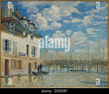 Alfred Sisley La Viermastbark Anhänger l'inondation, Port-Marly 1876 XIX th Jahrhundert Musée d ' Orsay - Paris Stockfoto