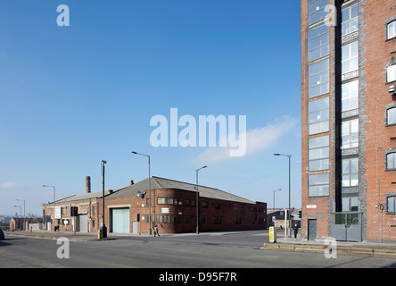 Camp und Ofen, Liverpool, Vereinigtes Königreich. Architekt: FWMA + & lächelnd Wolf, 2012. Straßenansicht der baltischen Dreieck. Stockfoto