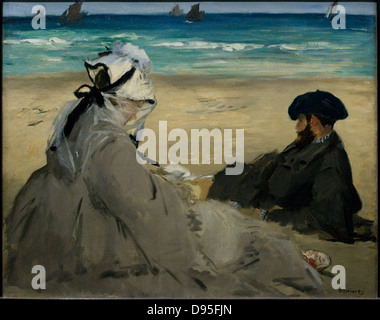 Edouard Manet Sur la Plage - auf dem Strand 1873 XIX th Jahrhundert Musée d ' Orsay - Paris-Öl auf Leinwand Stockfoto