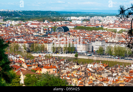 Stadt von Lyon Blick von Fourvière Bohnenschoten, Frankreich Stockfoto