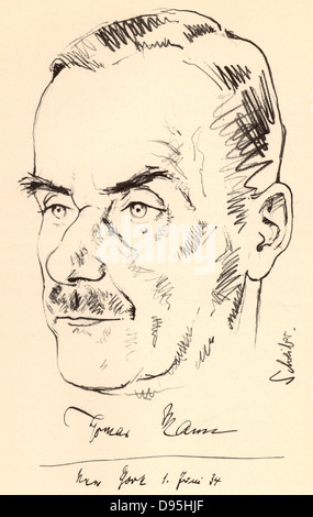 Thomas Mann (1875-1955) deutscher Schriftsteller und Bruder von Heinrich Mann. Nobelpreis für Literatur 1929. Skizze datiert 1934. Stockfoto