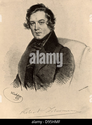 Deutschen romantischen Komponisten Robert Schumann (1810-1856). Lithographie. Stockfoto