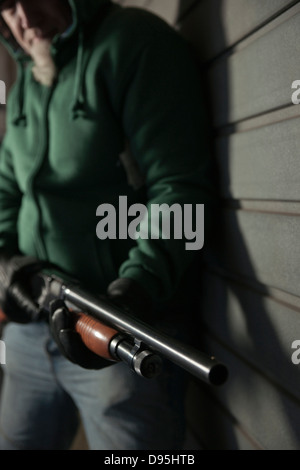 Mann mit Gewehr, Mannheim, Baden-Württemberg, Deutschland Stockfoto