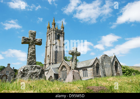 Kirche St. Pancras. Widecombe im Moor. Dartmoor National Park, Devon, England Stockfoto