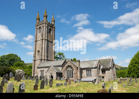 Kirche St. Pancras. Widecombe im Moor. Dartmoor National Park, Devon, England Stockfoto