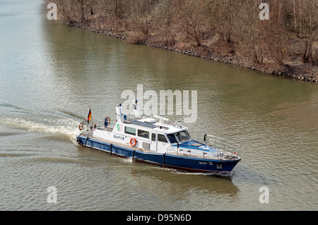 Polizeistreife Boot, Rhein, Düsseldorf Stockfoto