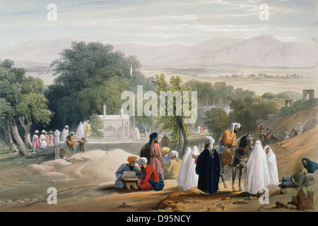 Erste Anglo-Afghan Krieg 1838-1842: Grab des Kaisers Babur (d 1530). Von J Atkinson'S Skizzen in Afghanistan" London 1842. Handcolorierte Lithographie. Stockfoto