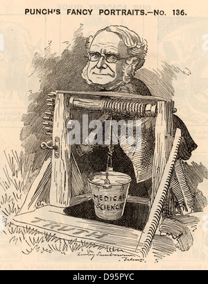 Thomas Spencer Wells (1818-1897) englische Chirurg, St Albans, Hertfordshire geboren. Als Chirurg in der Royal Navy (1841-1853) vor dem practicising in London serviert. Er in der Geburtshilfe und die Augenchirurgie spezialisiert. Frühe Verwendung der Betäubungsmittel in der Chirurgie. Seine erste erfolgreiche ovariotomy im Jahr 1858 durchgeführt. Cartoon von Edward Linley Sambourne in der Punch Fancy Porträts aus der Serie 'Lochen' (London, 19. Mai 1883). Stockfoto