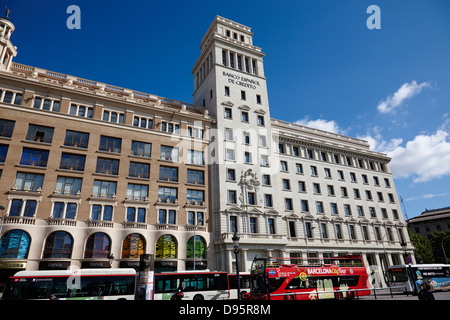 Banco Espanol de Credito am Placa Catalunya Barcelona Katalonien Spanien Stockfoto