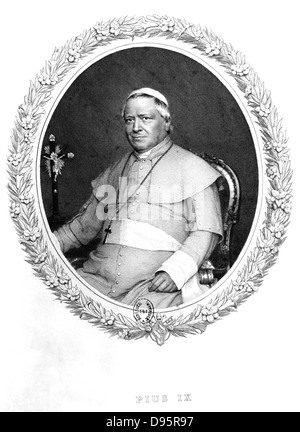 Pius IX. (Giovanni Maria Mastai Ferretti - 1792-1878) Papst von 1846. Kupferstich nach einem Foto. Stockfoto