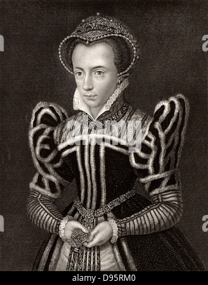 Ich Maria (1516-1558), Königin von England und Irland von 1553. Wie Bloody Mary wegen ihrer Verfolgung der Protestanten während ihrer Herrschaft bekannt. Gravur nach Portrait von Holbein. Stockfoto