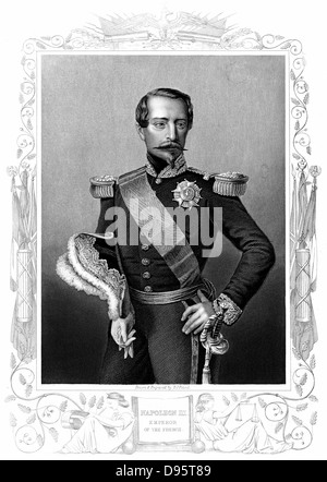 Napoleon III (louis-napoleon) 1808-1873. Kaiser der Franzosen 1852-1870. Portrait Gravur zum Zeitpunkt der Krimkrieg (1853-1856). Stockfoto