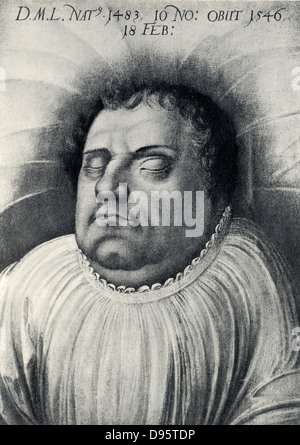 Martin Luther (1483-1546) deutschen protestantischen Reformer, auf seinem Sterbebett. Stockfoto