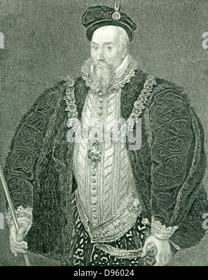 Robert Dudley, Earl of Leicester (1532-1588) englischer Höfling. Favorit von Elizabeth I. Engraving. Stockfoto