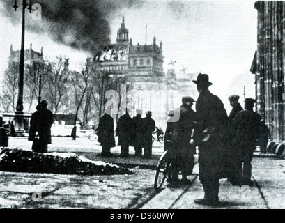 Am 27. Februar 1933, der Reichstag war Gegenstand einer Brandstiftung, ein Ereignis als eine zentrale Rolle bei der Schaffung von Nazi Deutschland gesehen. Stockfoto