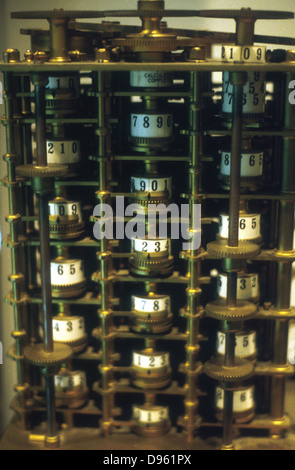 Englischer Mathematiker Charles Babbage (1791-1871). Seine "Difference Engine", eine Prototyp-Rechenmaschine. Stockfoto