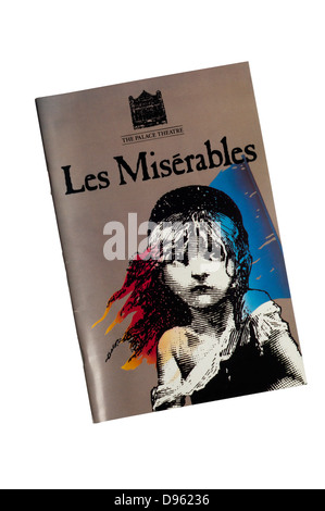 Programm für die 1985 Produktion von Les Misérables am Palace Theatre. Stockfoto