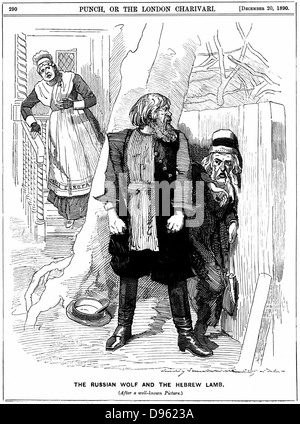 Cartoon aus "Punch", London, 20. Dezember 1890, kommentierte die Verfolgung der Juden in Russland. Stockfoto