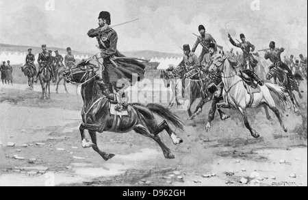 Russo-Japanischen Krieg 1904-1905: Russische Kosaken am Bohrer. Stockfoto