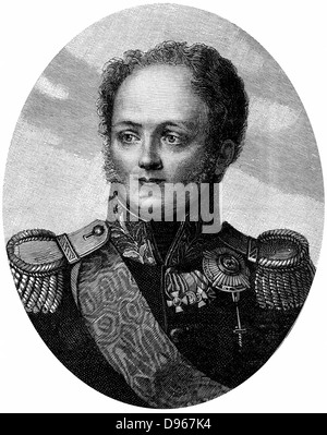 Alexander ich (1777-1825) Zar von Russland von 1801 in Militäruniform. Gravur Stockfoto