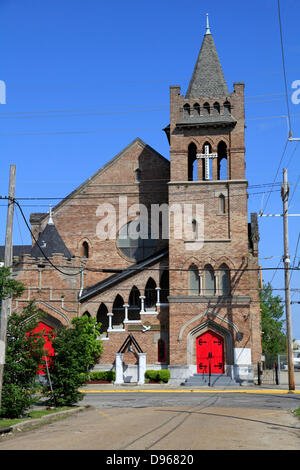 Die erste Emanuel Baptist Church errichtet 1886 in der Carondelet Straße. Es ist in der Innenstadt Historic District von New Orleans. Augzust 26 2007 war Barack Obama zu Gast in dieser Kirche.  Foto: Klaus Nowottnick Datum: 26. April 2013 Stockfoto