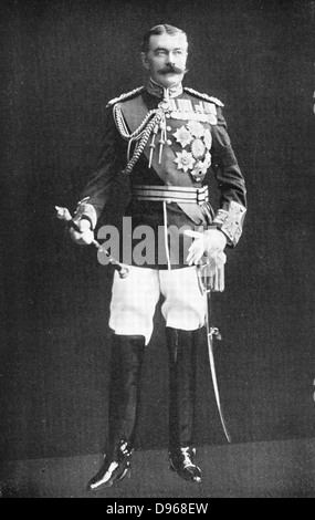 Horatio Herbert Kitchener, 1. Earl Kitchener von Khartum (1850-1916) Irische - geborener britischer Soldat und Staatsmann. Staatssekretär für Krieg zu Beginn des Ersten Weltkriegs verloren in den Untergang der HMS "Hampshire". Verloren in der Untergang der HMS "Hampshire". Stockfoto