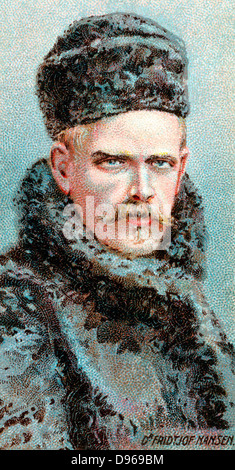 Fridtjof Nansen (1861-1930) der norwegischen Arktis Explorer, Wissenschaftler und Diplomaten. Nobelpreis für den Frieden 1920. Chromolithograph Karte 1915 Stockfoto