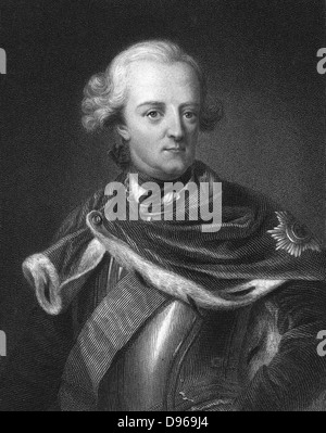 Friedrich II., der große (1712-1786) König von Preußen aus dem Jahr 1740. Gravur Stockfoto