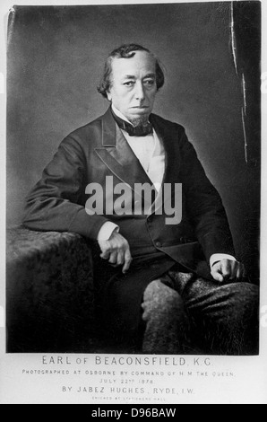 Benjamin Disraeli, 1st Earl of Beaconsfield (1804-81) der britischen Konservativen Staatsmann. Foto von Jabez Hughes, 22. Juli 1878 auf Befehl der Königin Victoria. Stockfoto