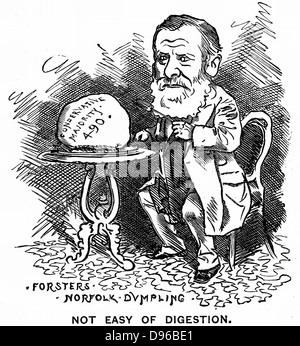 William Edward Forster (1818-1886), britischer liberaler Politiker. Cartoon aus "Punch", London, 1879. Gravur. Stockfoto