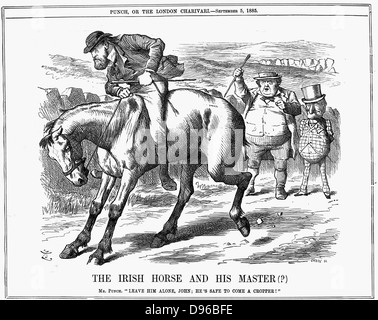 Herr Punch erzählt John Bull, Parnell (1846 – 1891), irischer Politiker, zu ignorieren, wie er sicher ein Abschneider der irischen Reitpferd zu kommen ist. John Tenniel Karikatur aus 'Punch' London 5. September 1885. Gravur Stockfoto