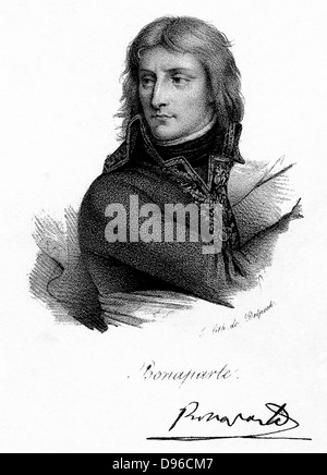 Napoleon ich (Napoleon Bonaparte) 1769-1821. Kaiser von Frankreich 1804. Napoleon als junger Mann. Lithographie c1830. Stockfoto