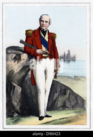 Edmund Lyons, lst Baron Lyon (1790-1858) British Naval Commander, 1857. Konteradmiral der britischen Flotte im Schwarzen Meer während der Krim (Russisch-türkischen Krieg 1853-56). Farbige Lithographie Stockfoto