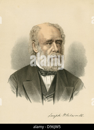 Joseph Whitworth (1803-1887), britischer Ingenieur und Erfinder. Werkzeugmaschinen: Gewinde. Getönte Lithographie c.1880 Stockfoto