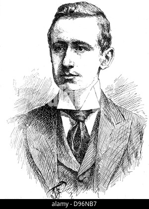 Guglielmo Marconi (1874-1937) italienischer Physiker und Erfinder. Von Georges Darey "A Travers l'Electricite', Paris c 1906. Gravur Stockfoto