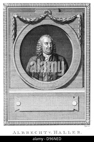 Albrecht von Haller (1708-1777), Schweizer Arzt und Wissenschaftler, war der Gründer der Neurologie, c 1770. Experimentelle Physiologie. Gravur c 1790. Stockfoto