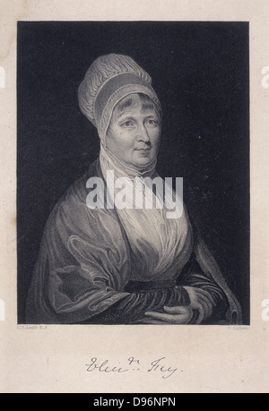 Elizabeth Fry, geb. Gurney (1780-1845) English Gesellschaft der Freunde (Quäker) Gefängnis Reformer, mit Anna Buxton, Besuch von Gefangenen Frauen im Newgate Gefängnis, London, 15. Februar 1813. Gravur c 1860. Stockfoto