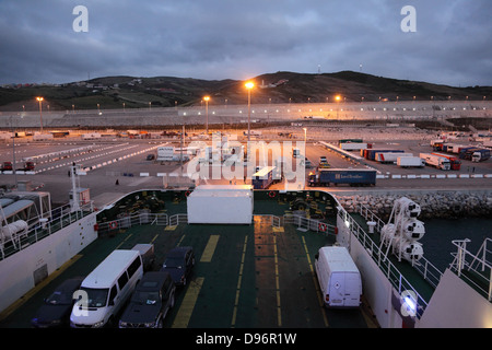 Blick über den neuen Tanger Med Hafen in Marokko Stockfoto