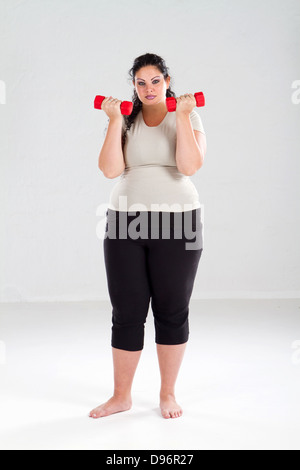 Plus Size Frauen immer bereit, Übung Stockfoto