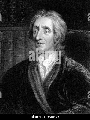 Englische Philosoph John Locke (1632-1704). Gravur Porträt von Kneller. Stockfoto